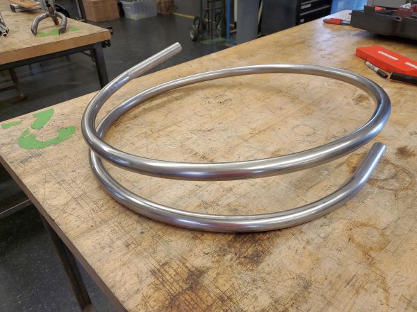 rolled stainless tubing side view